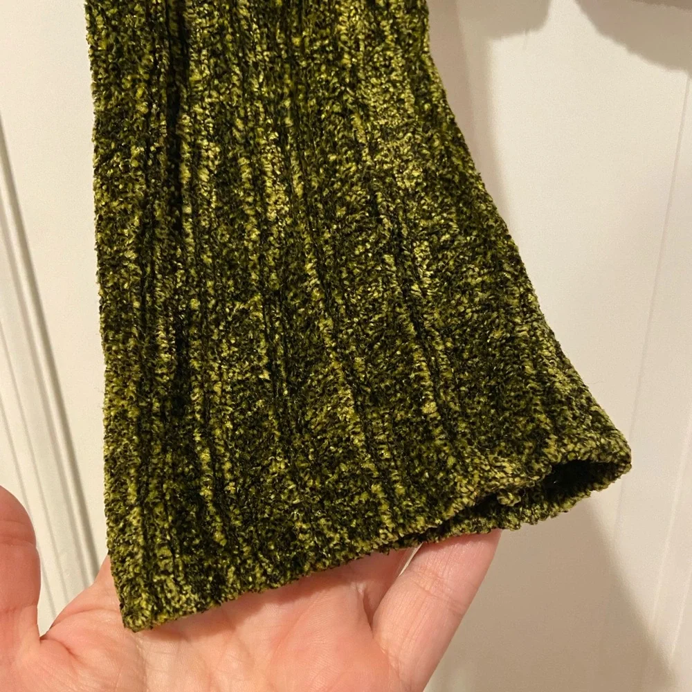 Ballinger • Gold Chenille Ribbed Henley Sweater – Green & Brown – Size L - Picture 8 of 8